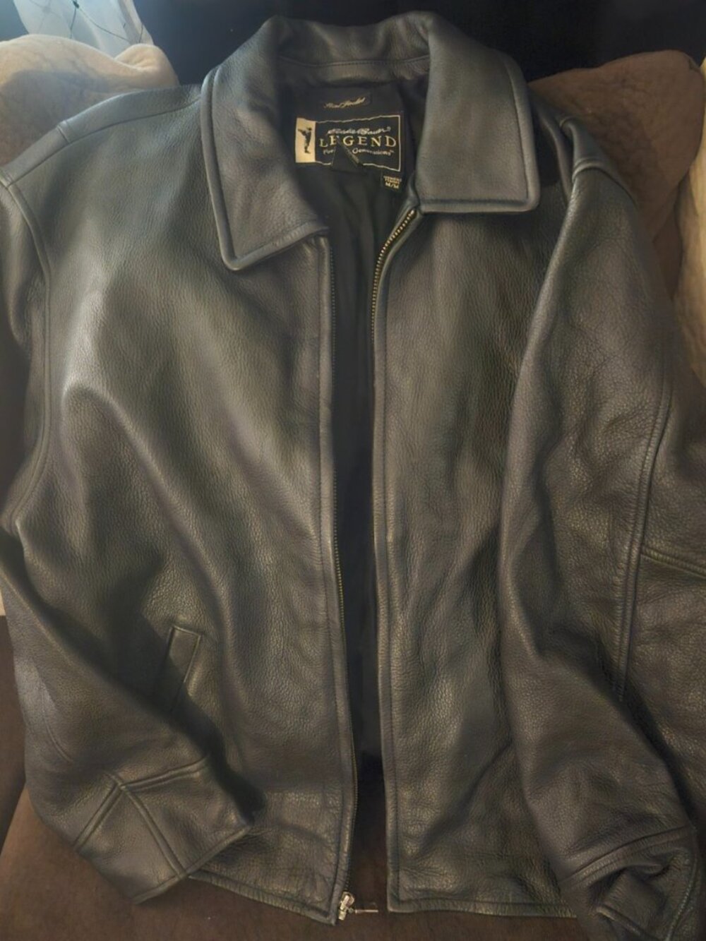 Eddie Bauer Legend Black Genuine Leather Jacket Women's M Vintage